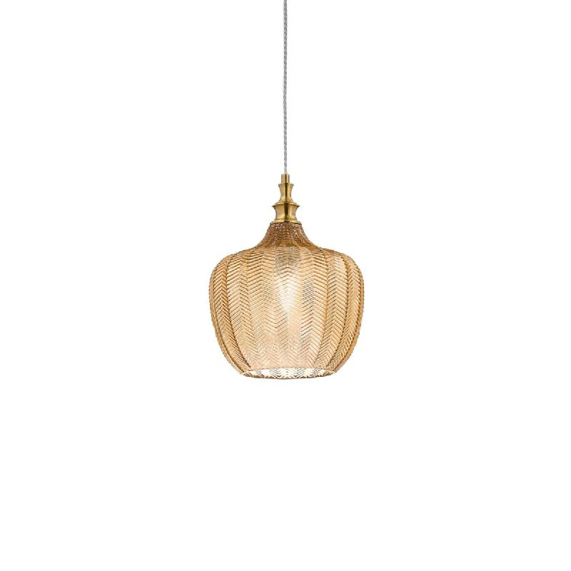 Gea Luce Lampe À Suspension Cleofe S/10 Ambre - Structure Métal Laiton Avec Verre Transparent 1Xe27 Max 60W Ip20 - Gealuce - orange CLEOFE S/10 - AM_0
