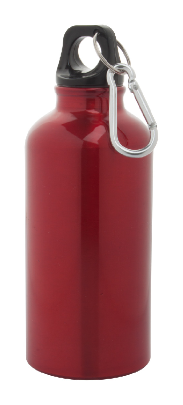 Gourde sport en aluminium - 400 ml avec mousqueton - Couleur rouge_0