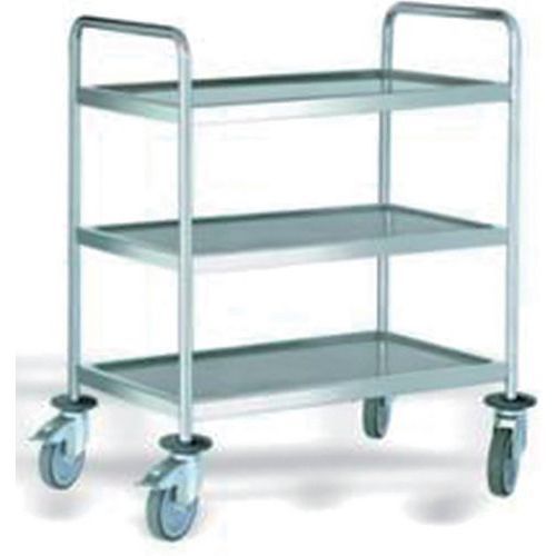 GUÉRIDON EN INOX SOUDÉ 3 PLATEAUX 800X500 MM