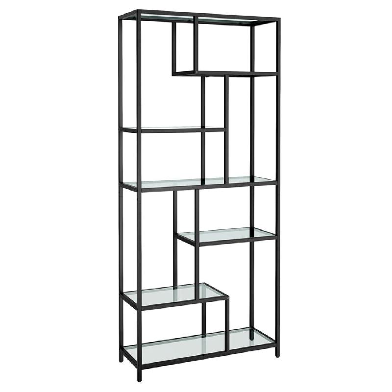 Helloshop26 - Étagère de rangement bibliothèque 6 niveaux porte-plantes 30 x 80 x 180 cm verre trempé pour bureau salon chambre 12_0005709 - acier_0