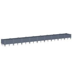 Helloshop26 - Jardinière bac lit surélevé plantes fleurs terrasse jardin avec piquets 362,5 x 42,5 x 28,5 cm PP gris 02_0038190 - 3000214128580_0