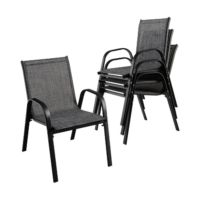 Helloshop26 - Lot de 2 chaises empilables pour jardin 83 x 67 x 55 cm confort ergonomique design contemporain en acier noir 20_0012444 - noir acier 30_0