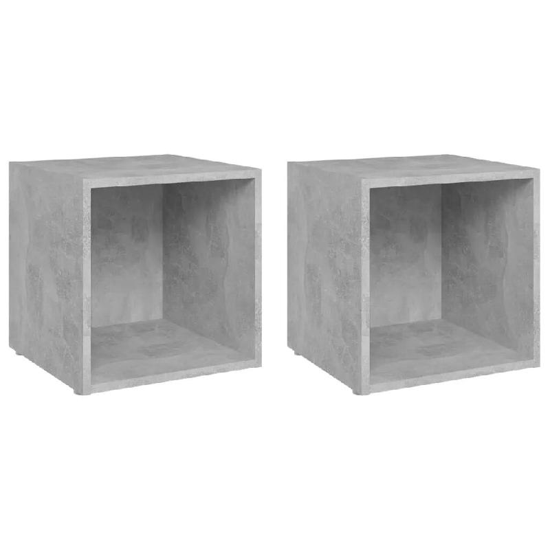 Helloshop26 - Lot de 2 meubles TV tendance pratique rangement 37 x 35 x 37 cm en bois d'ingénierie gris béton 02_0047857 - gris Bois massif 30002349_0