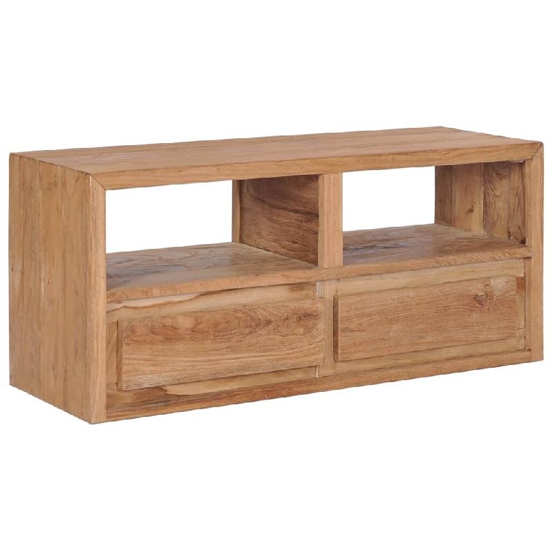 Helloshop26 - Meuble télé buffet tv télévision design pratique 90 cm bois de teck massif 2502086 - Bois massif 3002457141357_0