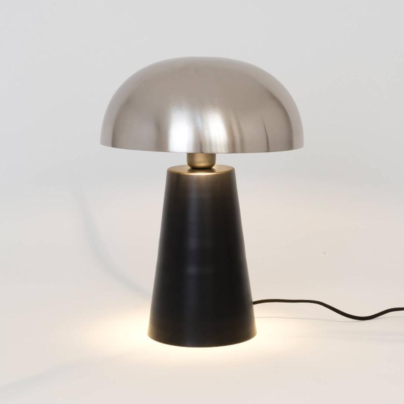 HOLLÄNDER LAMPE DE TABLE FUNGO, VERS LE BAS, NOIRE/ARGENTÉE