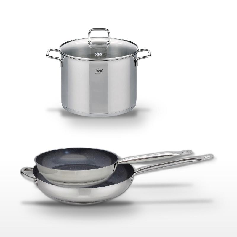 Lot 2 Poêles 28/32cm Elo Profi Therm Platinum et Faitout 26cm - gris inox 3176239952988_0