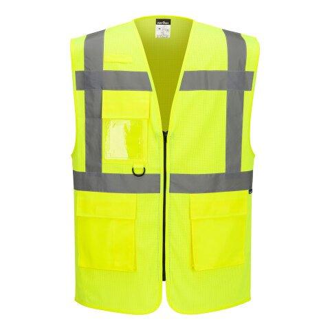 LOT DE 4 - PORTWEST ES376 ES1 ESSENTIAL GILET EXÉCUTIF EN MAILLE HAUTE VISIBILITÉ JAUNE - TAILLE XL