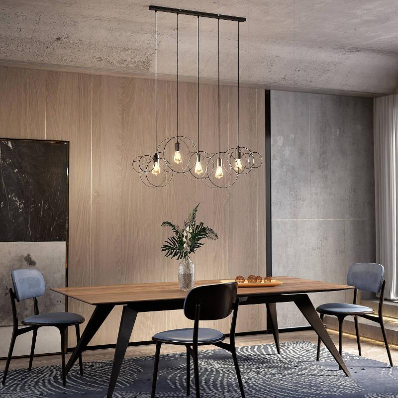 LUCANDE ANDRIK SUSPENSION, À 5 LAMPES, CERCLE