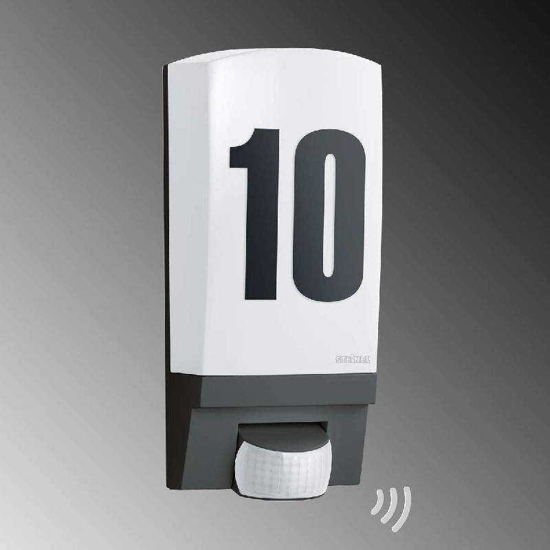 STEINEL L 1 NUMÉRO DE MAISON LUMINEUX AVEC CAPTEUR NOIR