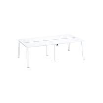 Pôle de 4 bureaux droits blanc L 120 x P 60 cm, piétement métal blanc - Arch_0