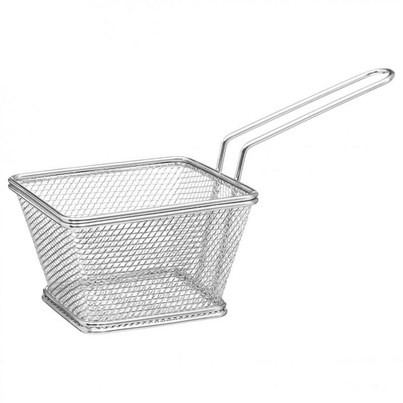 Panier à frites rectangulaire Frito 20cm - Gris - Paris Prix - Acier inoxydable avec poignée_0