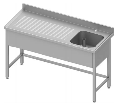 Plonge inox adossée renforcé avec 1 bac  à droitesans étagère 1800x600x900 - 934426180_0