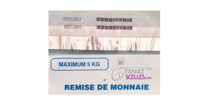 Pochette monnaie 5 kg à usage unique - Polyéthylène coextrudé - Adhésif permanent - Homologuée DGFIP_0