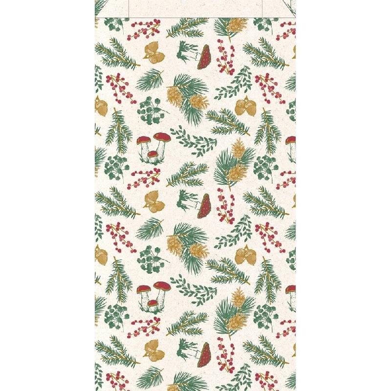 Pochettes cadeaux kraft lisse Noël champêtre 18x6x35cm - par 150_0