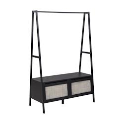 Portant vêtements bois et cannage de rotin L110 x H165 cm ARKA Chêne noir - 3760232699577_0