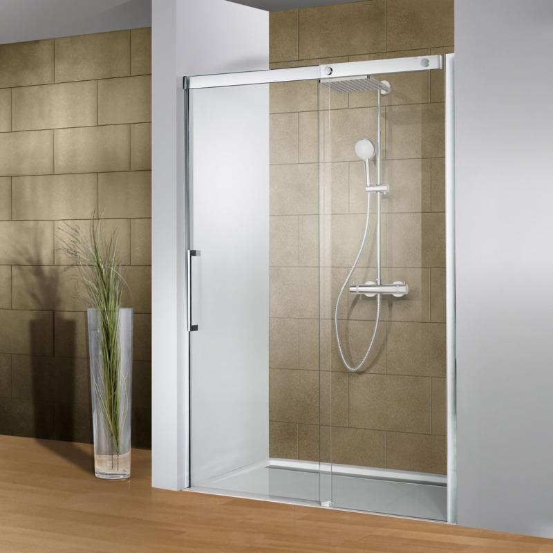 porte de douche coulissante verre 8 mm anticalcaire profile aspect chrome manhattan schulte 160 x 200 cm ouverture vers la droite comparer les prix de porte de douche coulissante verre 8 mm