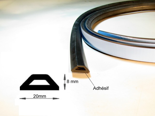 Profilé de protection auto-adhésif 20x8mm - Élastomère noir - Couronne de 25m_0