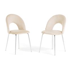RATTATAN Lot de 2 chaises d’intérieur MARGOT en velours, dossier galbé, pieds en métal, élégantes et modernes pour la maison et les restaurants_0
