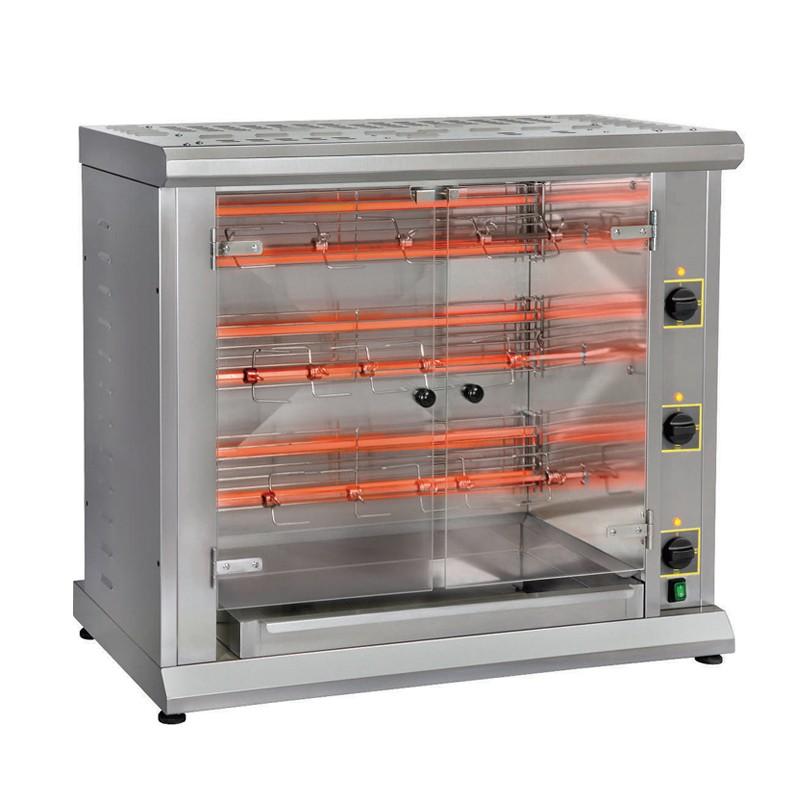 Rôtissoire professionnelle électrique à 3 broches - 12 poulets - RBE12 avec rampes quartz infrarouges_0