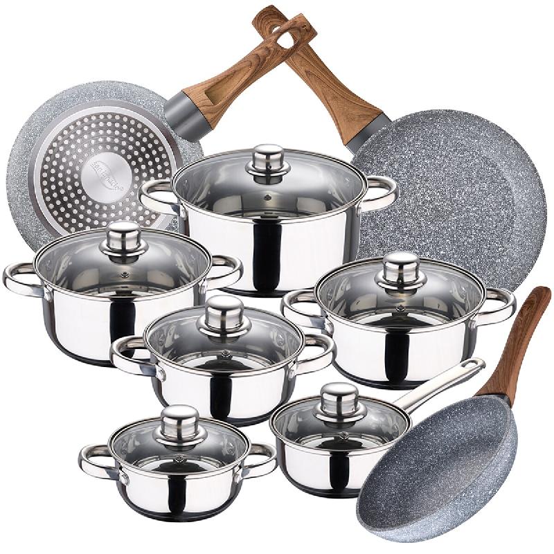 San Ignacio - Batterie de cuisine Cassel 14/16/18/20/24 cm en acier inoxydable avec ensemble de poêles Daimiel 22/26/28 cm en aluminium forgé - mult_0