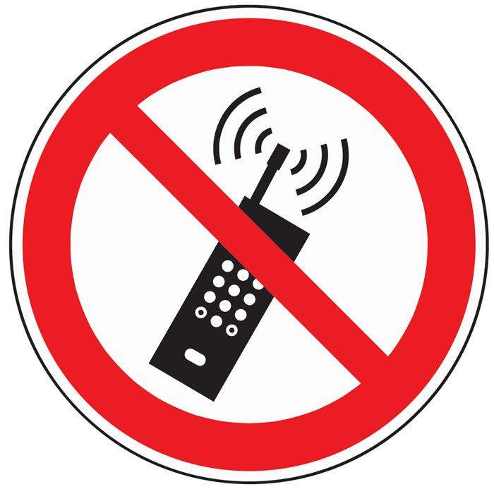 Symbole interdiction ASR A1.3/DIN EN ISO 7010 - Téléphones portables interdits - Panneau plastique Ø 200mm_0