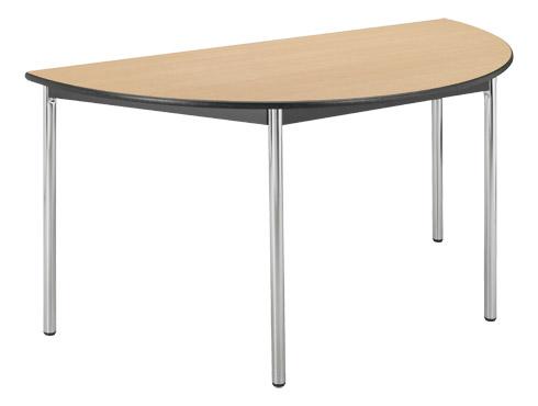 TABLE RÉUNION MULTIFORMES CONFORT HÊTRE/CHROME DEMI ROND PIEDS VÉRINS