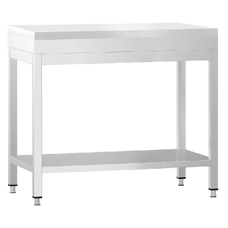 Table inox de découpe avec plan blanc - Profondeur 600 mm | Ggm - 700_0