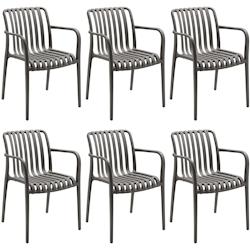 TecTake GmbH tectake Chaises de jardin ALCUDIA empilables et résistantes aux intempéries - gris anthracite, Lot de 6 - 406186 - gris plastique polyp_0