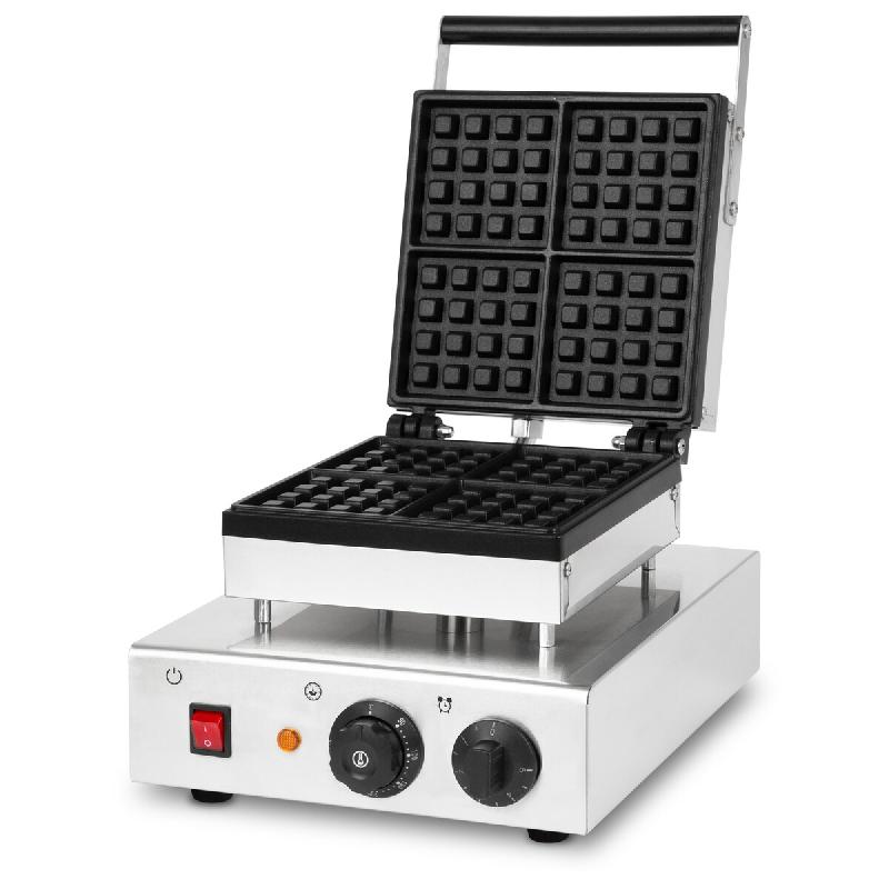 VERTES Gaufrier Professionnel à Gaufres Belges, 4 Gaufres en simultané, 80 Pièces/Heure, Réglable de 0 à 300°C, Minuterie, Anti-Adhérent - arge_0