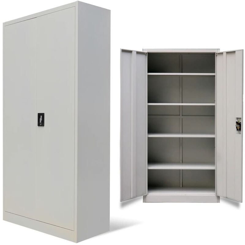 VIDAXL ARMOIRE DE BUREAU AVEC 2 PORTES MÉTAL 180 CM GRIS