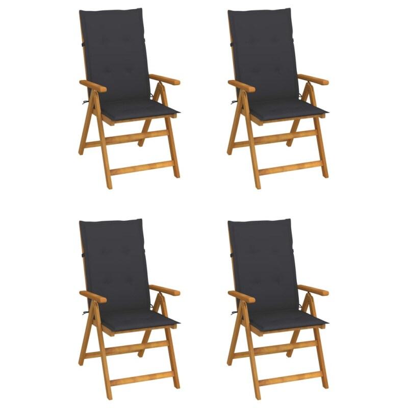 VidaXL Chaises Inclinables De Jardin Lot De 4 Et Coussins Bois Acacia - gris 8720286295960_0
