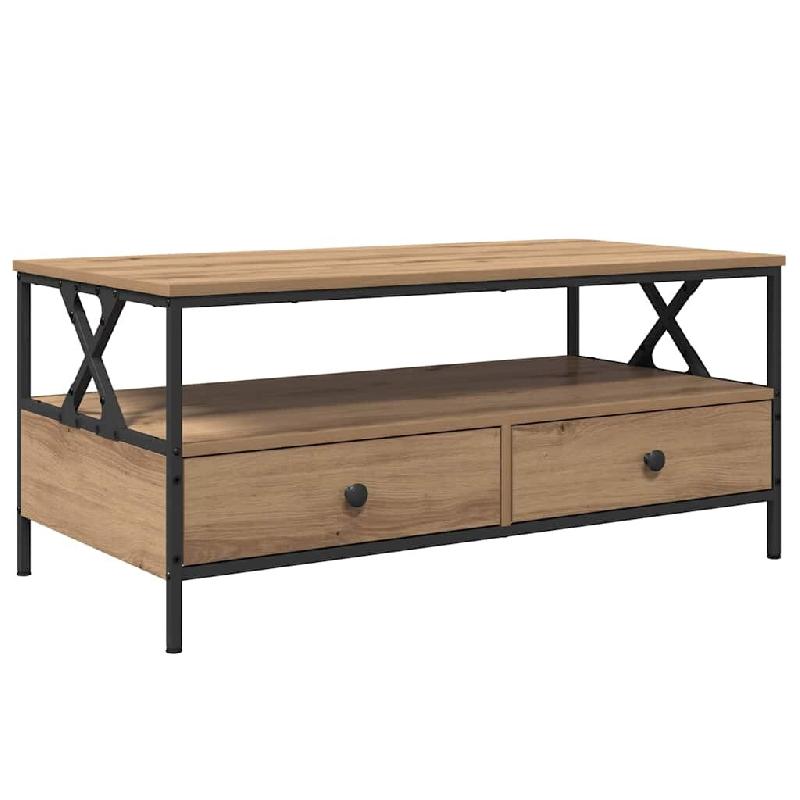 VidaXL Table basse chêne artisanal 100 x 51 x 45 cm Bois d'ingénierie Modèle Polaris Urbain - 874095_0