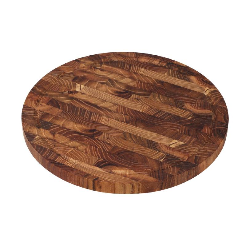 WellHome - Planche à Découper Ronde en Bois de Teck 28x28x2 cm - marron WH16740_0