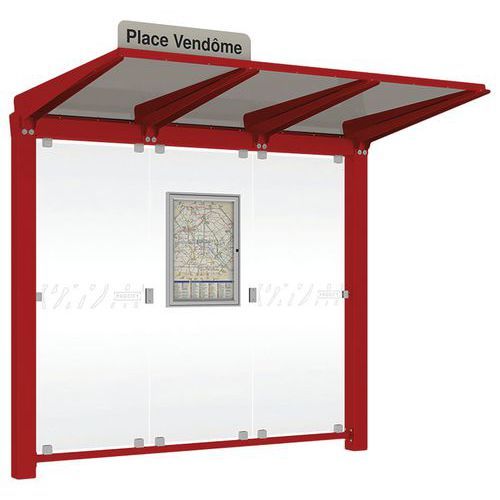 ABRI BUS VENISE 2.50M SANS BARDAGES LATÉRAUX LEDS ROUGE 3004 - PROCITY