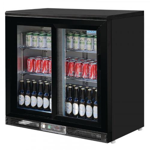 ARRIÈRE BAR RÉFRIGÉRÉ 2 PORTES VITRÉES COULISSANTES NOIR POLAR - 223 L