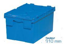 Bac en plastique avec couvercle intégré - Bac114bm6431020 - 54 litres - Poignées fermées - Couleur bleue_0