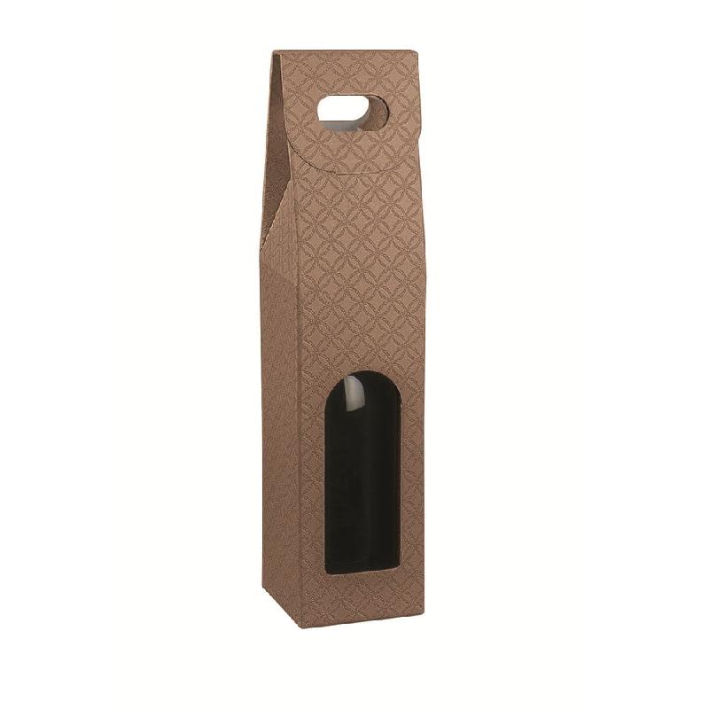 Boîte 1 bouteille carton imprimé matelassé taupe - par 10_0