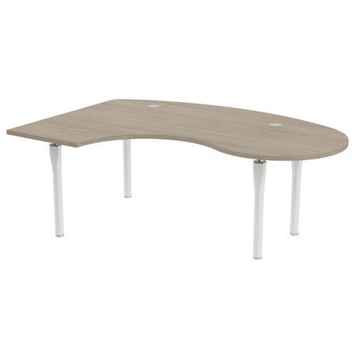 BUREAU NOGA COMPACT GAUCHE ACCUEIL 200 X 140 CM CHÊNE GRIS BLANC