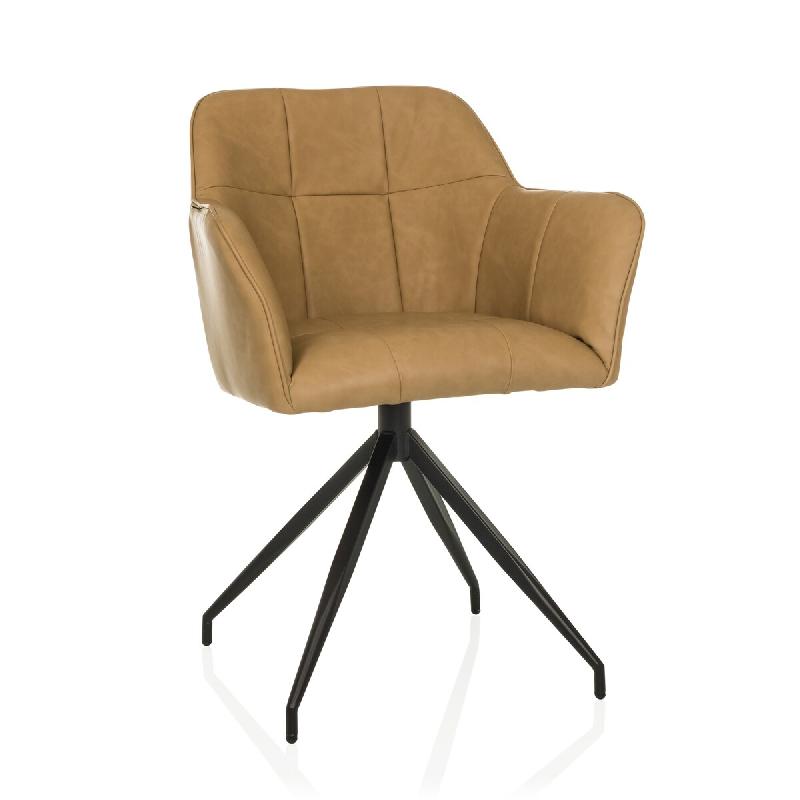 Chaise de salle à manger / chaise rembourrée ELVERUM SPU similicuir cognac hjh LIVING - marron plastique 729489_0
