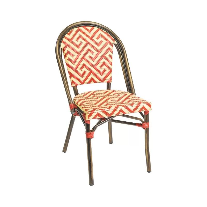 Chaise empilable en aluminium rotin - VENITIA GRAPHIC III - Stamp - design singulier pour usage extérieur_0