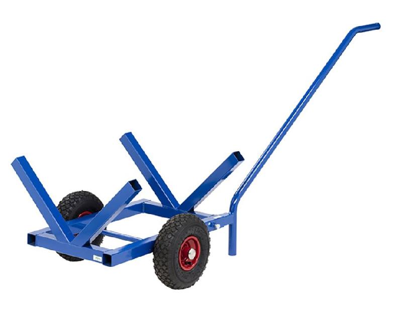 Chariot de manutention - grande longueur - 200 kg - KM215 - acier avec peinture epoxy bleu et roues pneumatiques_0