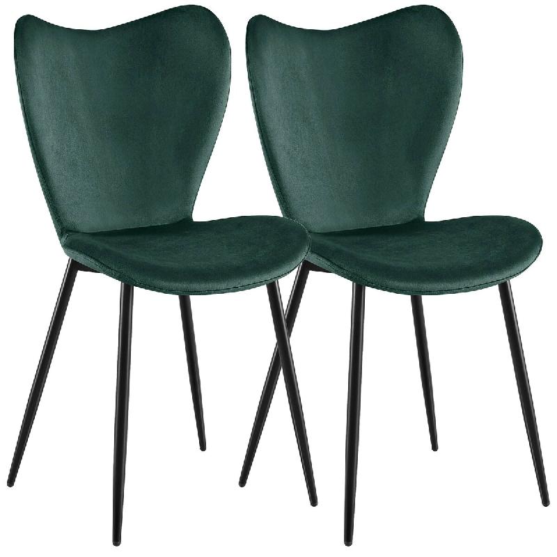 CLP Lot de 2 Chaises de Salle a Manger Maika Velours HBT: 80x50x58 cm Vert Velours - vert textile 328541_0