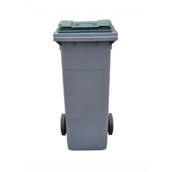 Conteneur poubelle bicolore - 140 litres Gris / Vert (RAL 6011)_0