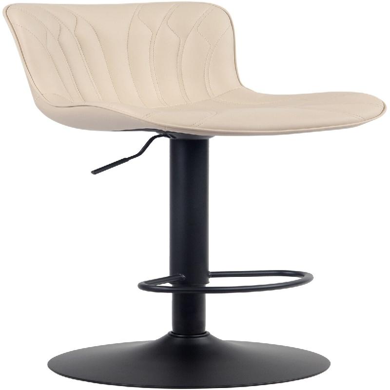 Décoshop26 - Tabouret de bar chaise haute x1 avec coutures décoratives en PVC crème pieds en métal noir 10_0005168 - noir 3000252496801_0