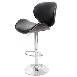 Décoshop26 - Tabouret de bar x1 pivotant design rétro PVC noir coque d'assise en bois courbé 04_0008579 - noir 3000262632558_0