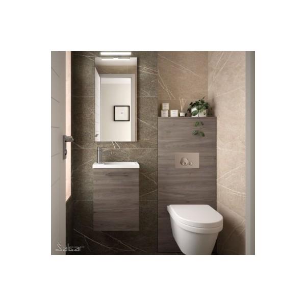 ENSEMBLE MEUBLE LAVE MAIN MICRO 400 CHÊNE ETERNITY + VASQUE + MIROIR - SALGAR 85161