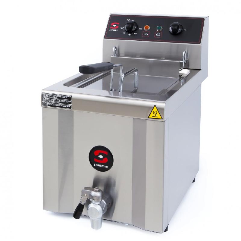 Friteuse industrielle FE-8 avec cuve soudée de 8 litres, puissance 3000 W, robinet de vidange et thermostat réglable | Sammic - 5130116_0