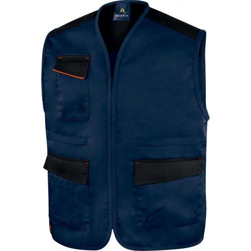GILET DE TRAVAIL MULTIPOCHES SANS MANCHES BLEU ET ORANGE MACH 1 L DELTA PLUS