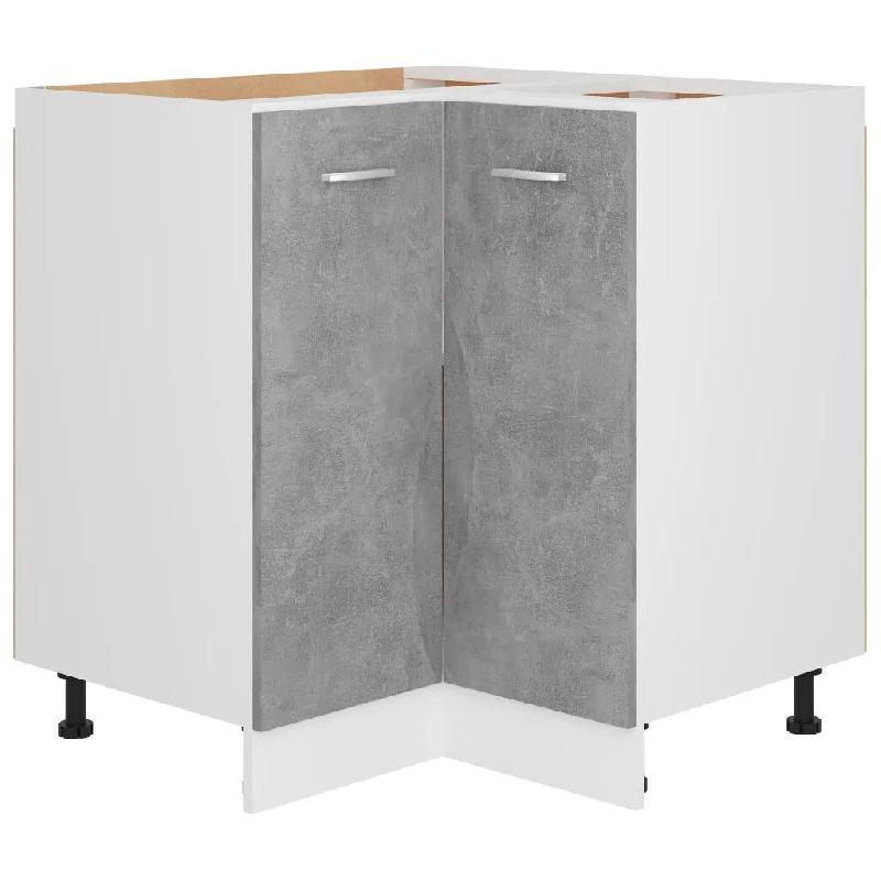 Helloshop26 - Armoire d'angle basse cuisine rangement design fonctionnel 75,5 x 75,5 x 81,5 cm en bois d'ingénierie gris béton 02_0047703 - gris Boi_0