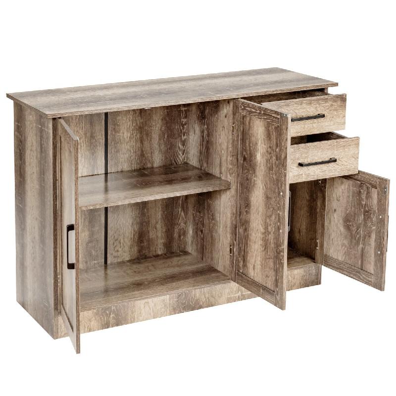 Helloshop26 - Buffet de cuisine 110 x 40 x 78 cm avec étagère réglable et grand espace de rangement style moderne en MDF brun 20_0019259 - Bois man_0